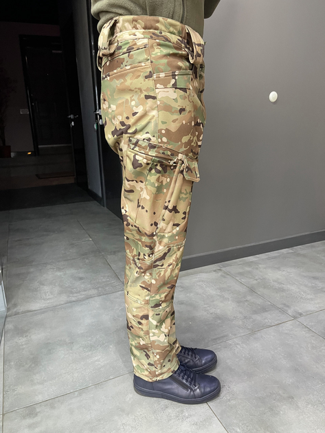 Штани зимові тактичні софтшел флісові Single Sword, розмір S, Мультикам, утеплені штани для військових - зображення 2
