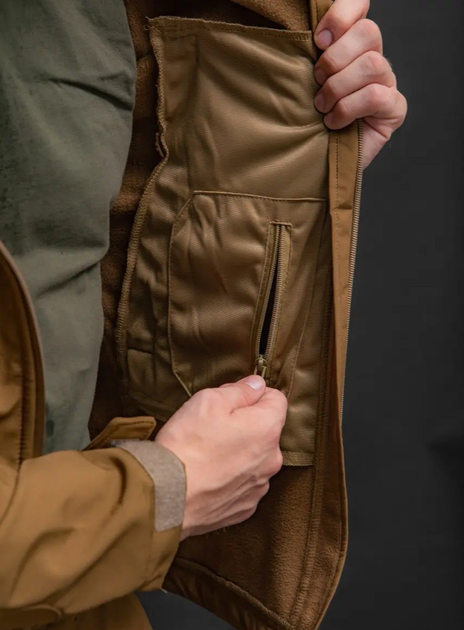 Мужской демисезонный костюм Softshell с Липучками под Шевроны цвет койот Куртка и брюки S - изображение 2