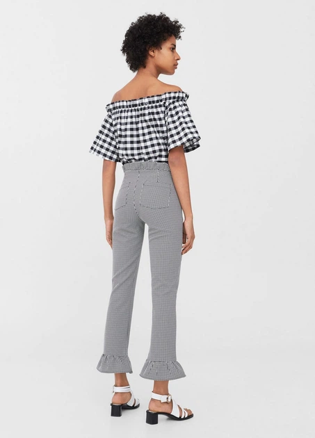 Брюки Mango M Черно-белый 83047612_клет_12 - Фото 2 Брюки Mango M Черно-белый 83047612_клет_12 - изображение 2