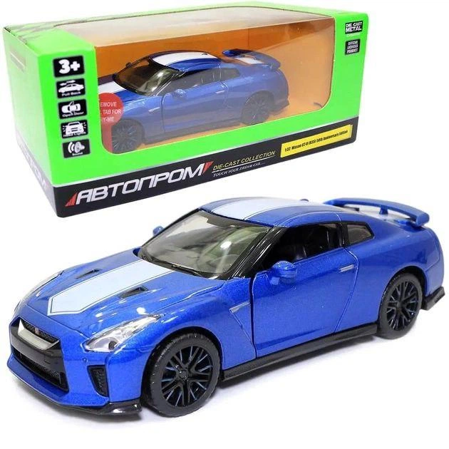 Металева гоночна машинка Автопром Nissan GTR R35 50th Anniversary Edition у масштабі 1:32 на батарейках - Фото 1 Металева гоночна машинка Автопром Nissan GTR R35 50th Anniversary Edition у масштабі 1:32 на батарейках - зображення 1