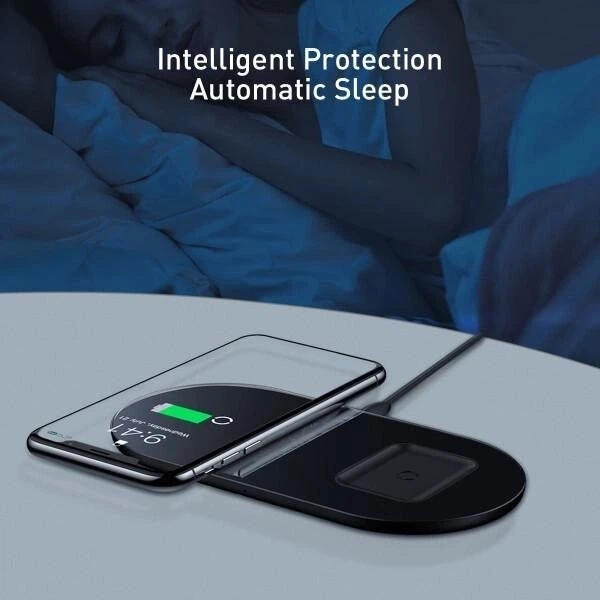 Беспроводное зарядное устройство Baseus Simple 2in1 18W Black, - изображение 9