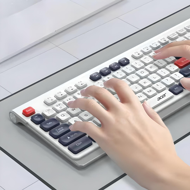 Бездротовий комплект ACER KM41-6W клавіатура + миша, Bluetooth+2.4 ГГц, white - зображення 5