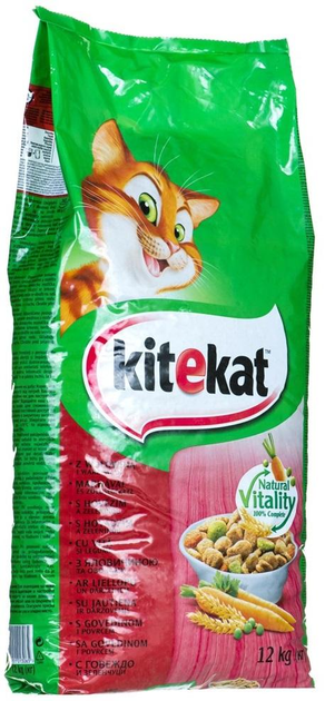 Sucha karma dla kotów KITEKAT z wołowiną i warzywami 12 kg (5900951013065) - obraz 1