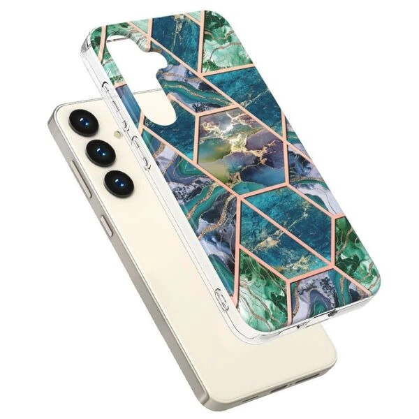 Захисний чохол Deexe Marble Pattern для Samsung Galaxy S24 Plus - Blue / Green - зображення 2