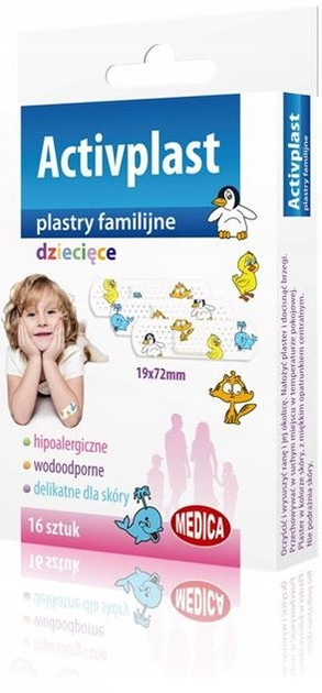 Plaster Medica Activplast Familijne Dziecięce 1.9 cm x 7.2 cm 16 szt (5907527949520) - obraz 1