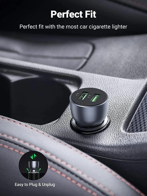 Автомобильное зарядное устройство для телефона Ugreen CD213 36W 2xUSB QC 3.0 3A Car Charger Dark Blue (YM944) - Фото 4 Автомобильное зарядное устройство для телефона Ugreen CD213 36W 2xUSB QC 3.0 3A Car Charger Dark Blue (YM944) - изображение 4