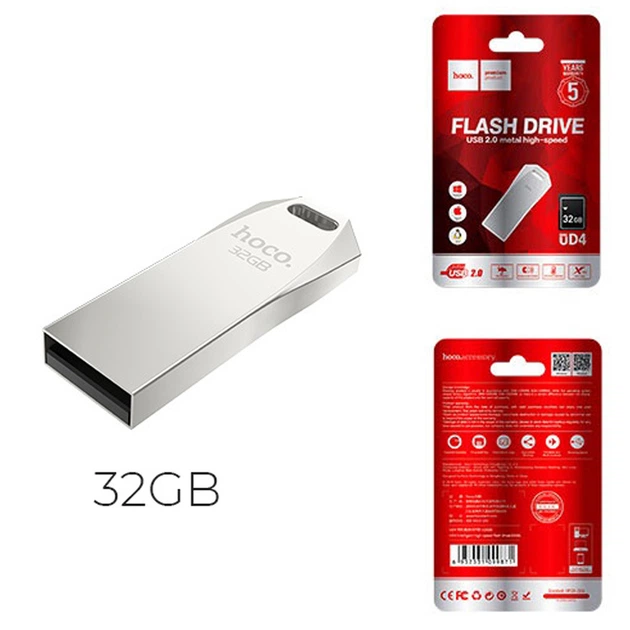 Hoco 32GB USB UD4 Silver Флешка - Фото 1 Hoco 32GB USB UD4 Silver Флешка - зображення 1