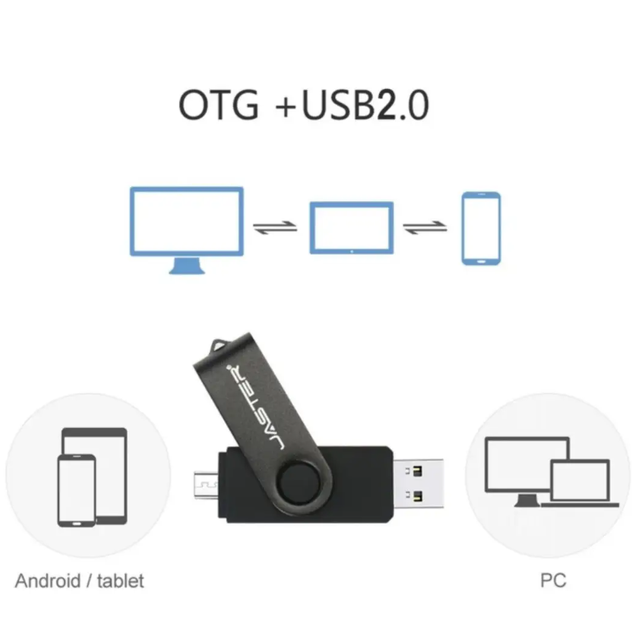 Флеш накопичувач Jaster 64Gb Black USB 2.0 OTG Micro USB Flash Drive - зображення 3