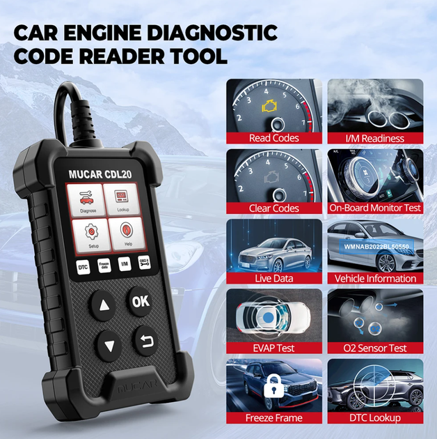 Автосканер MUCAR CDL20 мультимарковый универсальный OBD2 сканер - изображение 3