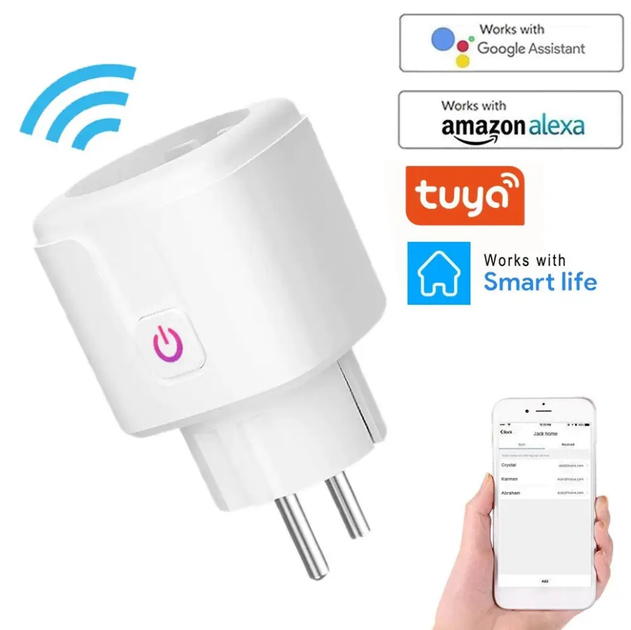 Умная WIFI розетка Aubess 20А Smart Plug с энергометром, вай фай розетка, Smart Life / Tuya - Фото 2 Умная WIFI розетка Aubess 20А Smart Plug с энергометром, вай фай розетка, Smart Life / Tuya - изображение 2