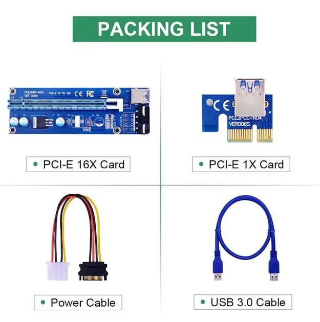 Райзер CHIPAL VER006s USB 3.0 PCI-E 1X - 16X Riser USB 3.0 для видеокарт 60см - изображение 6