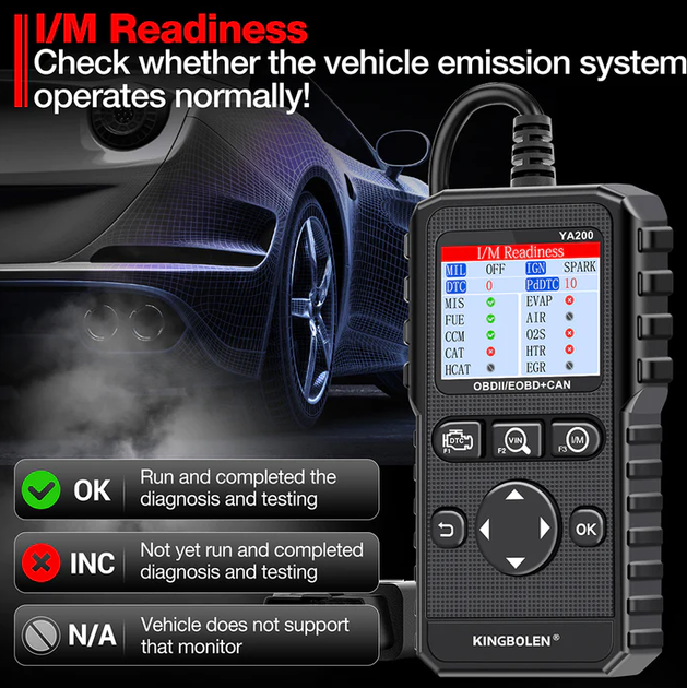 Автосканер KINGBOLEN YA200 OBD2, инструмент диагностики системы двигателя, считыватель кодов неисправностей - изображение 8