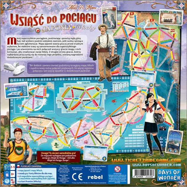 Dodatek do gry planszowej Rebel Wsiąść do Pociągu: Kolekcja map - Japonia i Włochy (824968211328) - obraz 3