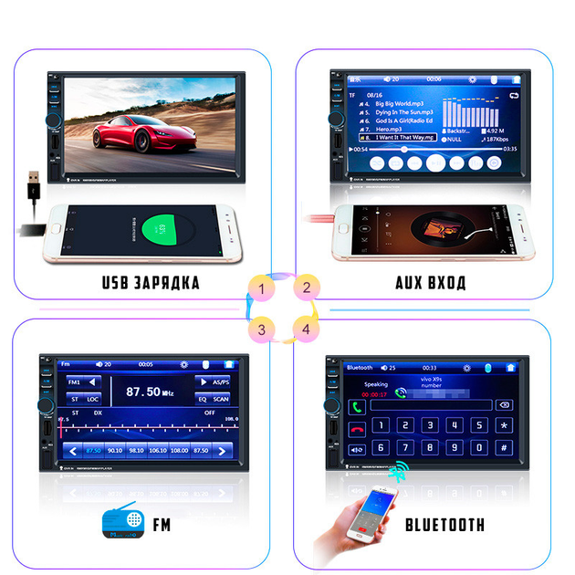 Автомагнитола 2 DIN CML-PLAY 7018B, 7'' TFT, Bluetooth 5.3, USB, FM с ...