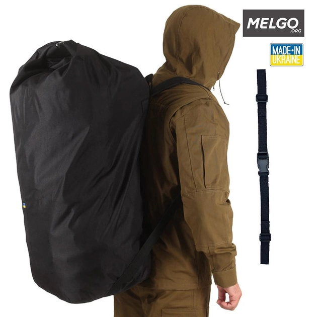 Баул-рюкзак 100 л Оксфорд 600 вологозахисний Чорний тактичний, речовий мішок армійський MELGO - зображення 1