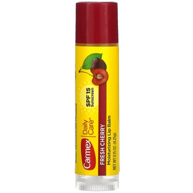 Бальзам для губ Carmex Daily Care Moisturizing Lip Balm Fresh Cherry SPF 15 4.25 г - Фото 1 Бальзам для губ Carmex Daily Care Moisturizing Lip Balm Fresh Cherry SPF 15 4.25 г - зображення 1