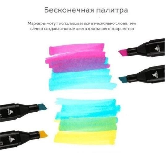 Набор двухсторонних маркеров Touch, на спиртовой основе, 120 штук, Набор скетч маркеров - изображение 7