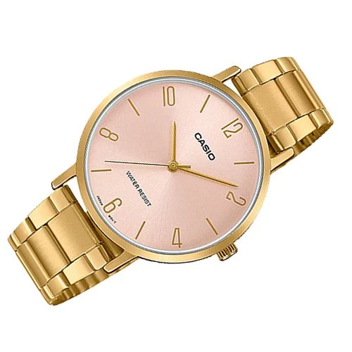 Женские часы Casio LTP-VT01G-4BUDF Золотистые с розовым Кварцевый механизм - Фото 6 Женские часы Casio LTP-VT01G-4BUDF Золотистые с розовым Кварцевый механизм - изображение 6