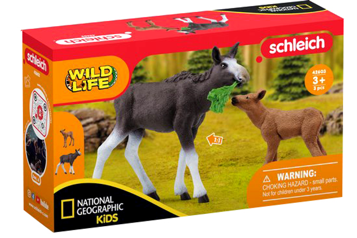 Zestaw do zabawy Schleich Wild Life Female Moose with Calf (42603) (4059433654027) - obraz 1