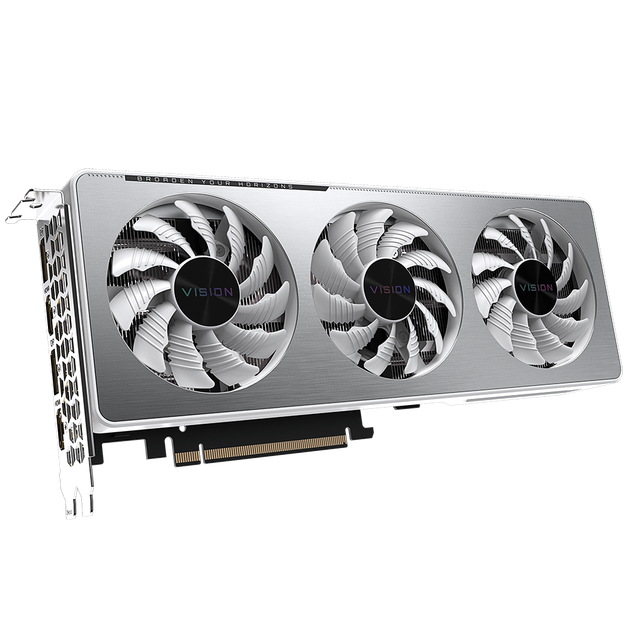 Відеокарта GeForce RTX 3060, Gigabyte, VISION OC (Limited Hash Rate), 12Gb GDDR6, 192-bit, 2xHDMI/2xDP, 1837/15000 MHz, 8-pin - Фото 3 Відеокарта GeForce RTX 3060, Gigabyte, VISION OC (Limited Hash Rate), 12Gb GDDR6, 192-bit, 2xHDMI/2xDP, 1837/15000 MHz, 8-pin - зображення 3