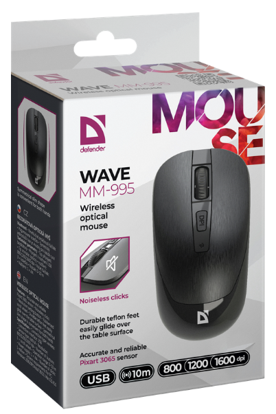 Миша Defender Wave MM-995 Wireless BLACK (52995) (6918379) - изображение 3