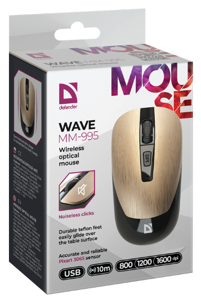 Міша Defender Wave MM-995 Wireless BRONZE (52992) (6918376) - Фото 5 Міша Defender Wave MM-995 Wireless BRONZE (52992) (6918376) - зображення 5