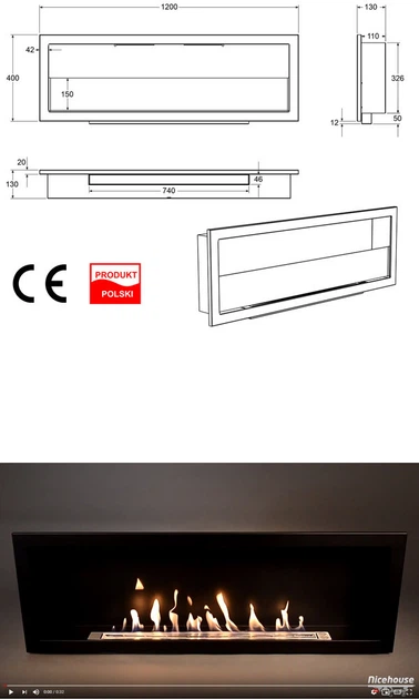 Биокамин Nice-House S-Line 1200x400x130 мм со стеклом черный матовый (9035) - Фото 9 Биокамин Nice-House S-Line 1200x400x130 мм со стеклом черный матовый (9035) - изображение 9
