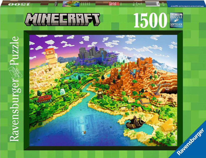Пазл Ravensburger World of Minecraft 1500 елементів (4005556171897) - зображення 1