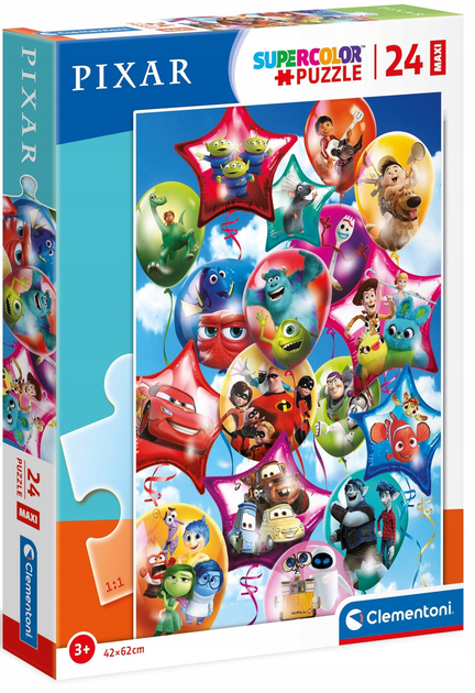 Puzzle Clementoni Maxi Pixar P+G201:G400arty 24 elementy (8005125242153) - obraz 1