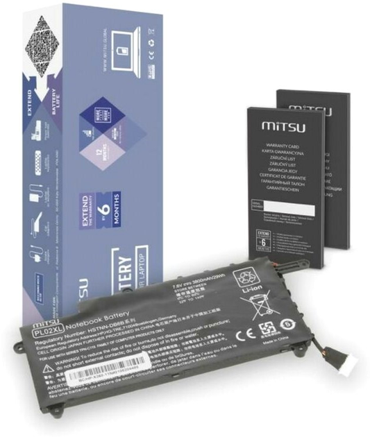 Акумулятор Mitsu для ноутбуків HP Pavilion X360 11-N 7.4-7.6V 3800 mAh (29 Wh) (5BM355) - зображення 1