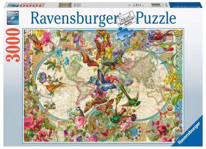 Puzzle Ravensburger Flora i Fauna Mapa Świata 3000 elementów (4005556171170) - obraz 1
