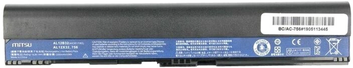 Акумулятор Mitsu для ноутбуків Acer Aspire One 725, 756 14.8V 2200 mAh (33 Wh) (BC/AC-756) - зображення 3