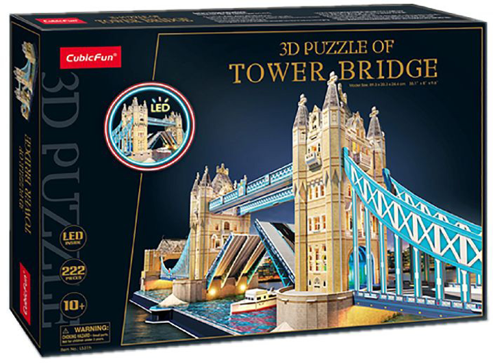 3D Пазл Cubic Fun Tower Bridge Led 222 елементи (6944588205317) - зображення 1
