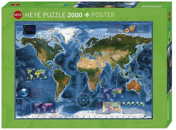Puzzle Heye Mapa satelitarna 2000 elementów (4001689297978) - obraz 1