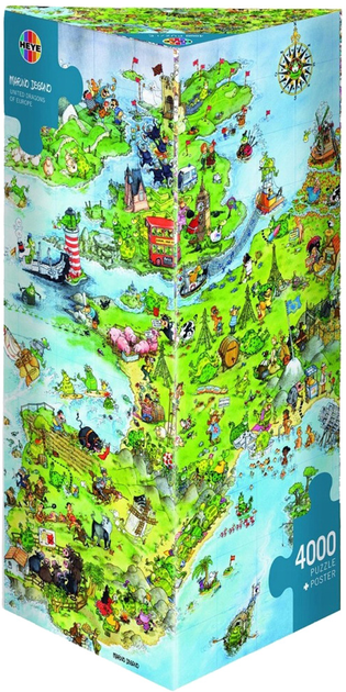 Puzzle Heye Marino Degano United Dragons of Europe 4000 elementów (4001689088545) - obraz 1