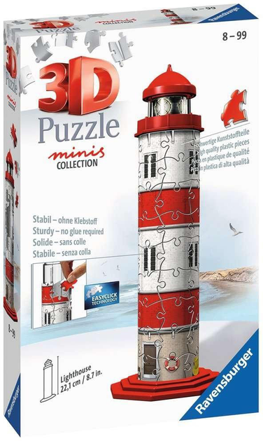 Puzzle 3D Ravensburger Mini Latarnia Morska 54 elementy (4005556112739) - obraz 1