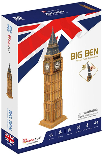 Puzzle 3D Cubic Fun Zegar Big Ben 47 elementów (6944588200947) - obraz 1