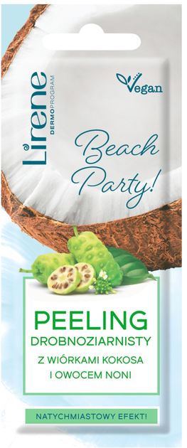 Peeling drobnoziarnisty Lirene Beach Party! z wiórkami kokosa i owocem noni 7 ml (5900717076327) - obraz 1