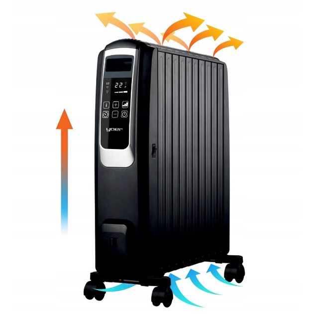 Масляный электрический обогреватель радиатор Yoer Inferno OFR1025BK 2500 Вт 10 ребер Черный - изображение 5