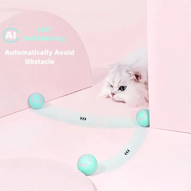 Интерактивная игрушка для котов и маленьких собак, смарт-мячик Petgravity с usb зарядкой голубой - изображение 4