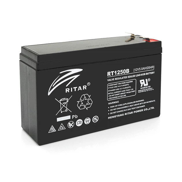 Аккумуляторная батарея AGM RITAR RT1250BL, Black Case, 12V 5.0Ah ( 150 х 50 х 93 ) Q10 - Фото 1 Аккумуляторная батарея AGM RITAR RT1250BL, Black Case, 12V 5.0Ah ( 150 х 50 х 93 ) Q10 - изображение 1