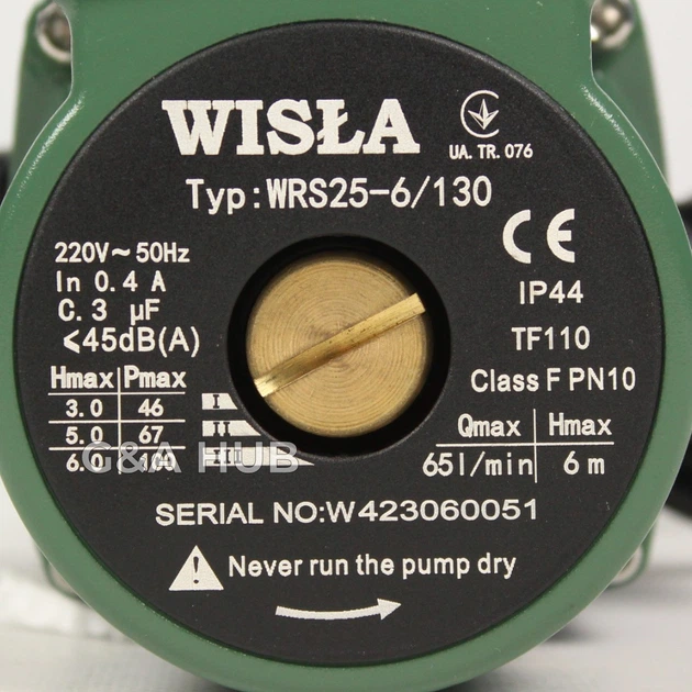 Насос циркуляційний Wisla WRS 25/6-130 + гайки Ø25 для системи оплаення - Фото 3 Насос циркуляційний Wisla WRS 25/6-130 + гайки Ø25 для системи оплаення - зображення 3