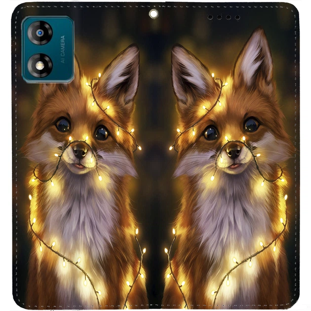 Чохол-книжка BoxFace для Motorola E13 Лисичка в Гірляндах (50904) - изображение 3