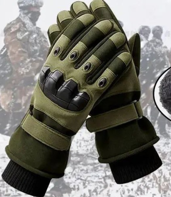 Зимові рукавиці теплі на флісі олива L (74251885) - изображение 2