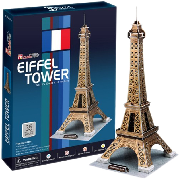 Puzzle 3D Cubic Fun Wieża Eiffel 39 elementów (6944588200442) - obraz 1