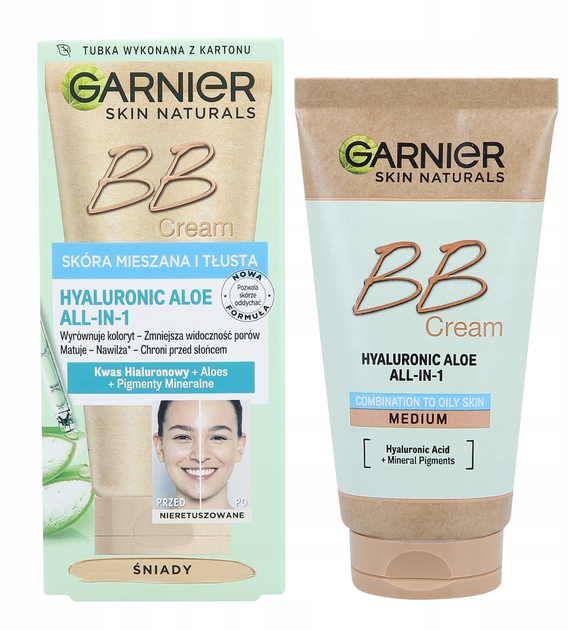 Krem BB Garnier Hyaluronic Aloe All-In-1 BB Cream nawilżający dla skóry tłustej i mieszanej Śniady 50 ml (3600542415033) - obraz 3