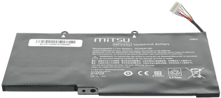 Bateria Mitsu do laptopów HP Pavilion X360 13-A, 13-B, 15-U 11.4V 3800 mAh (43 Wh) (BC/HP-X360) - obraz 4