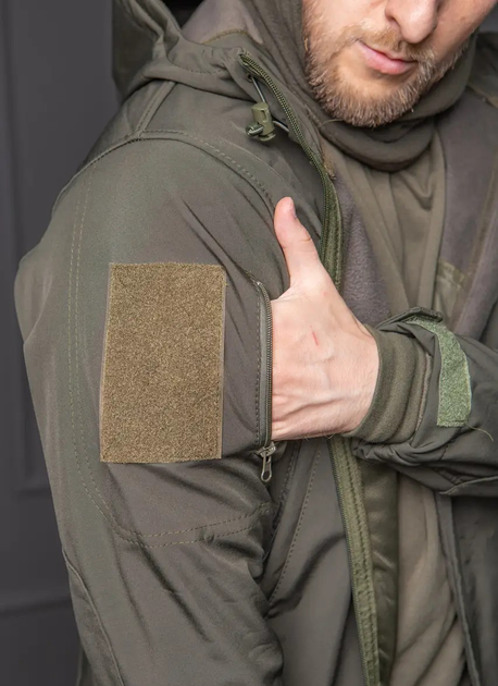 Чоловіча куртка НГУ Softshell оливковий колір з анатомічним покроєм вітрозахисна XL - зображення 2