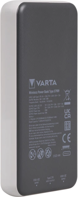Powerbank Varta Wireless 20000 mAh Biały (4008496056101) - obraz 4