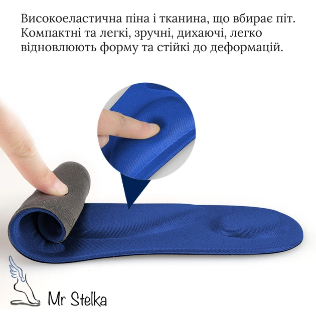 Устілки м'які на кожен день Comfort insoles 43.5-41р (28.5-26см), Sponge Foam темно-синього кольору, H-13 №13 - зображення 3